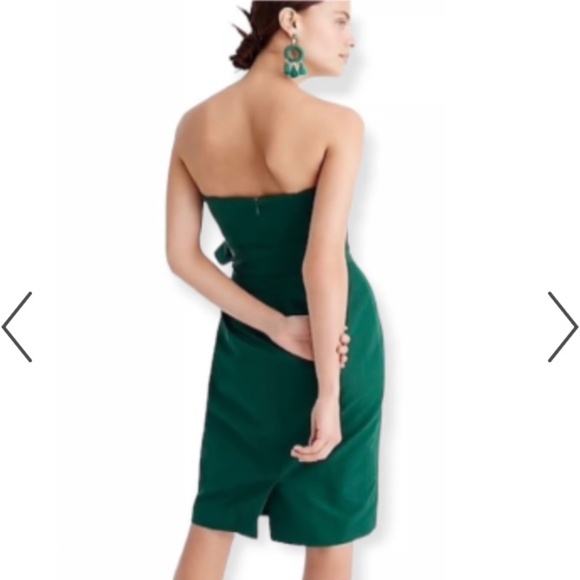 J.Crew NWT Tie-Waist Strapless Dress in Faille Green Size 4 - Picture 5 of 6